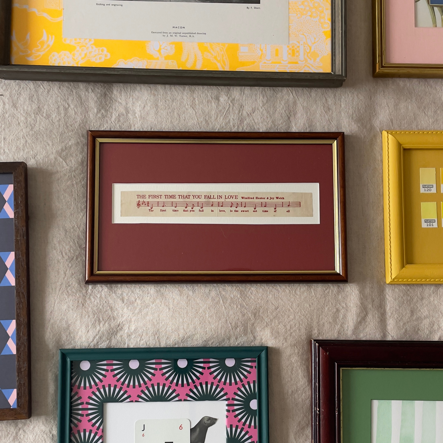 The First Time | Framed Vintage Lyric Strip on Deep Red Mount