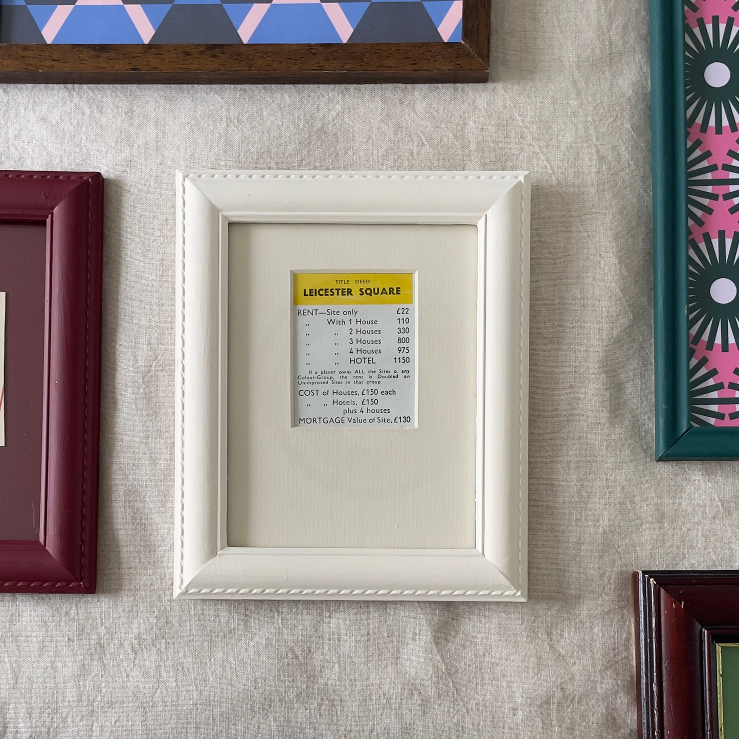 Leicester Square (Formerly Affordable) | Framed Monopoly Card on White Mount