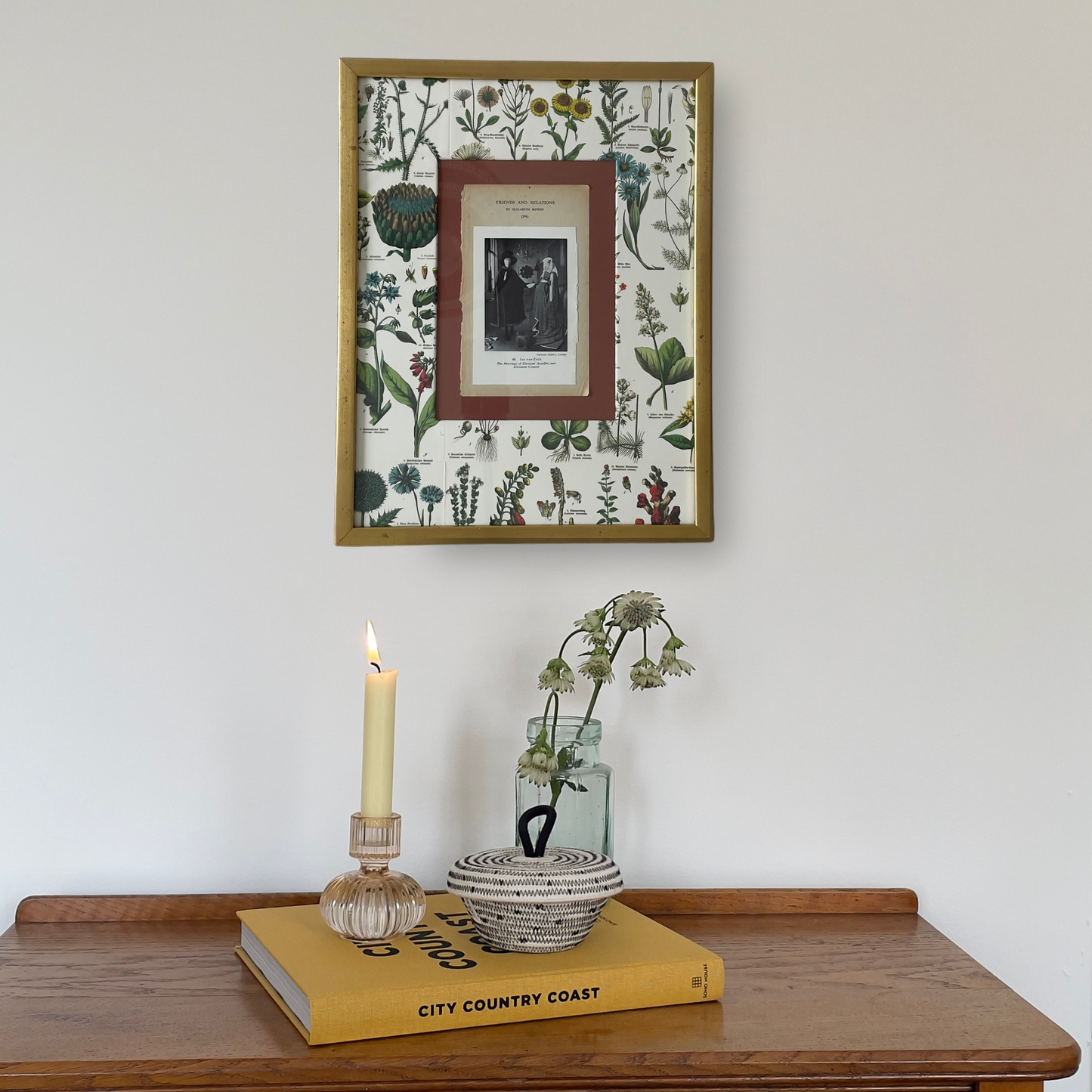 Friends, Flowers & Awkward Silences | Framed Vintage Print on Botanical Mount