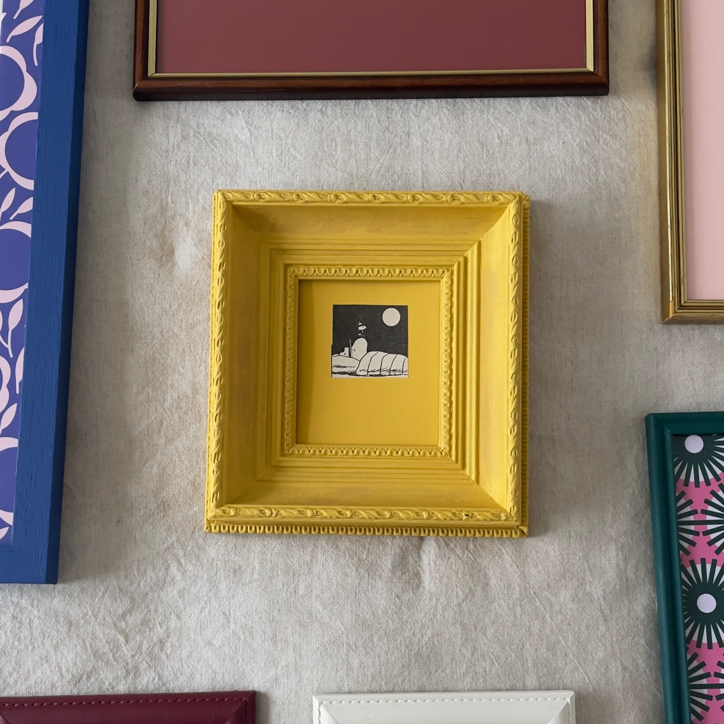 Night Watch with Snoopy | Framed Peanuts Comic Panel on Yellow Mount