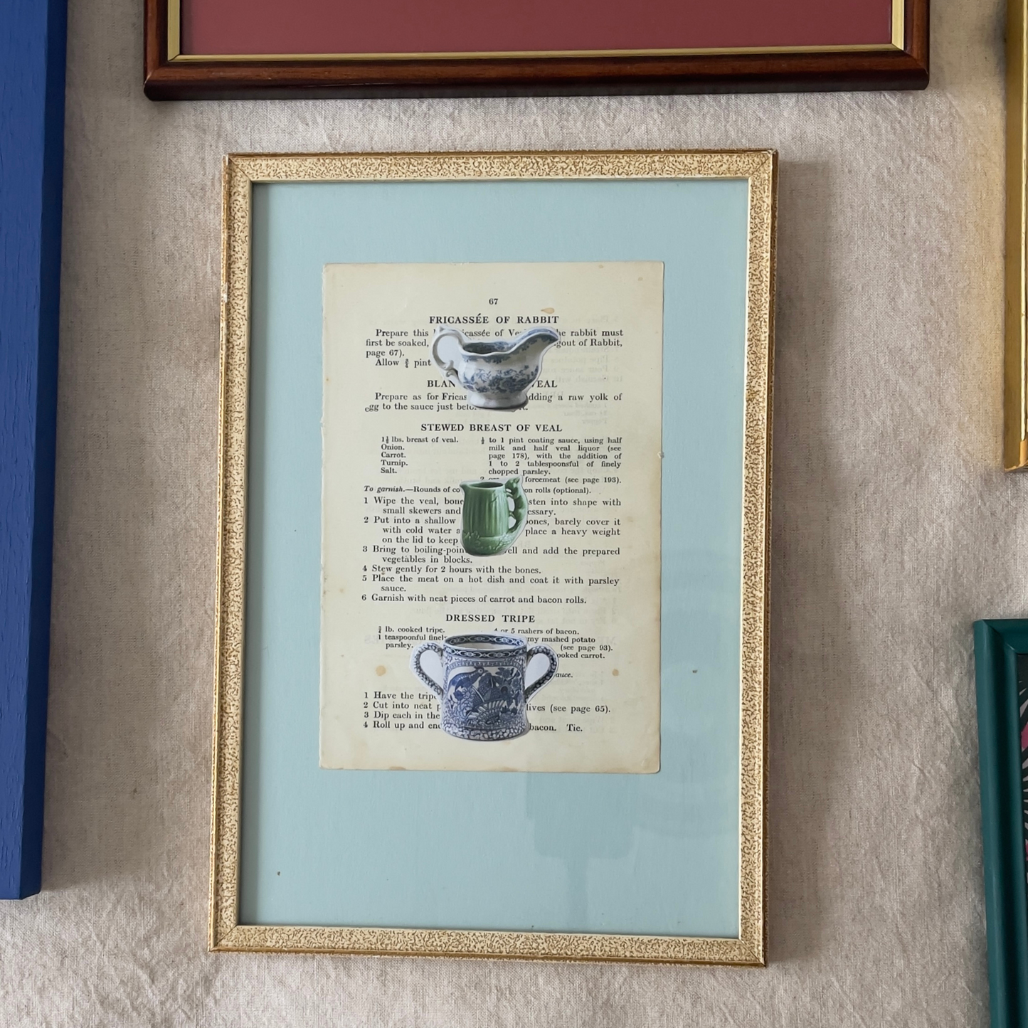 Crockery and Consequences | Framed Vintage Recipe Page with Crockery