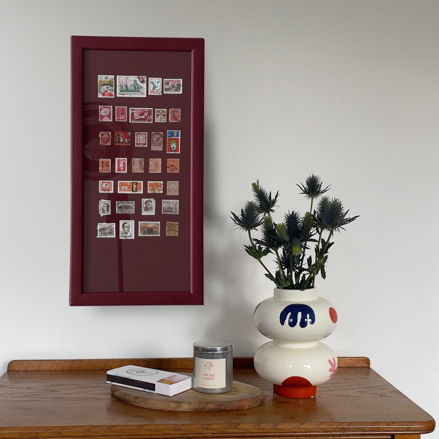 Postmark Parade | Framed Vintage Stamp Grid on Painted Mount