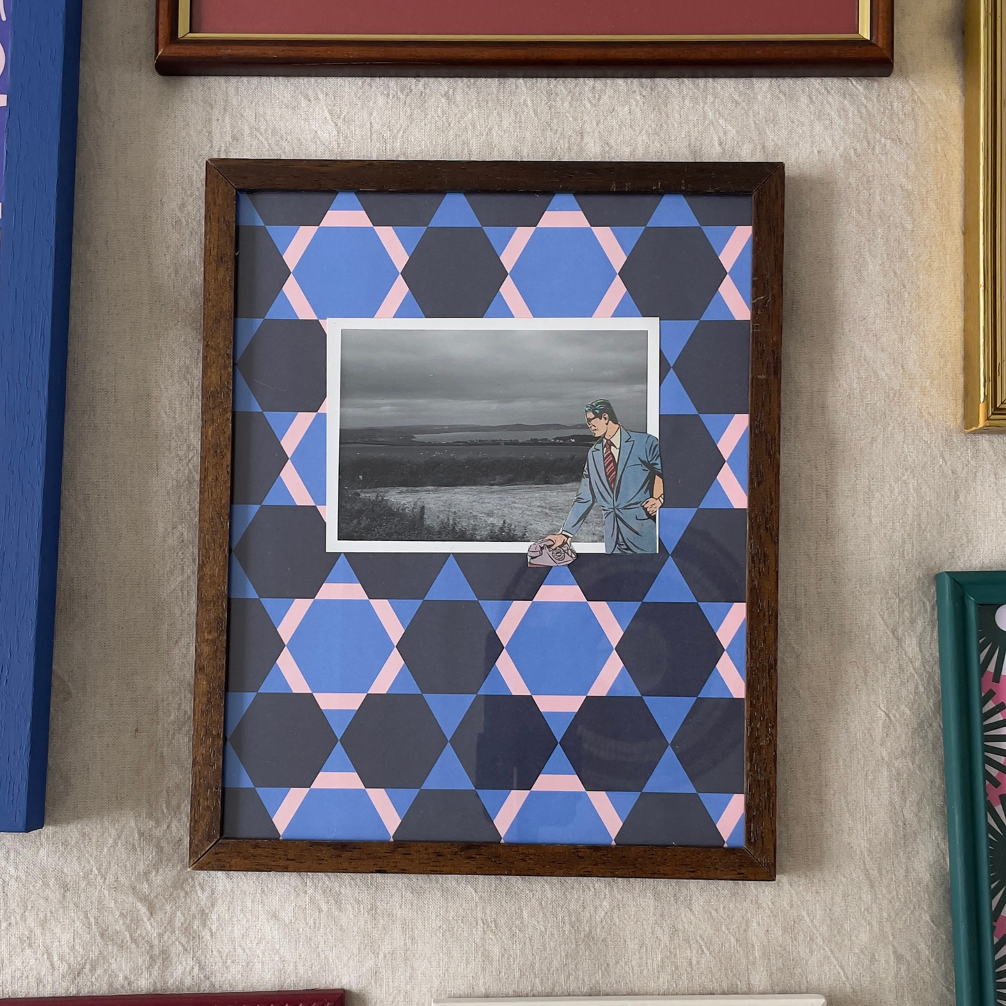 View towards Torquay (ish) | Framed Vintage Landscape Photo with Cut-Out on Graphic Mount