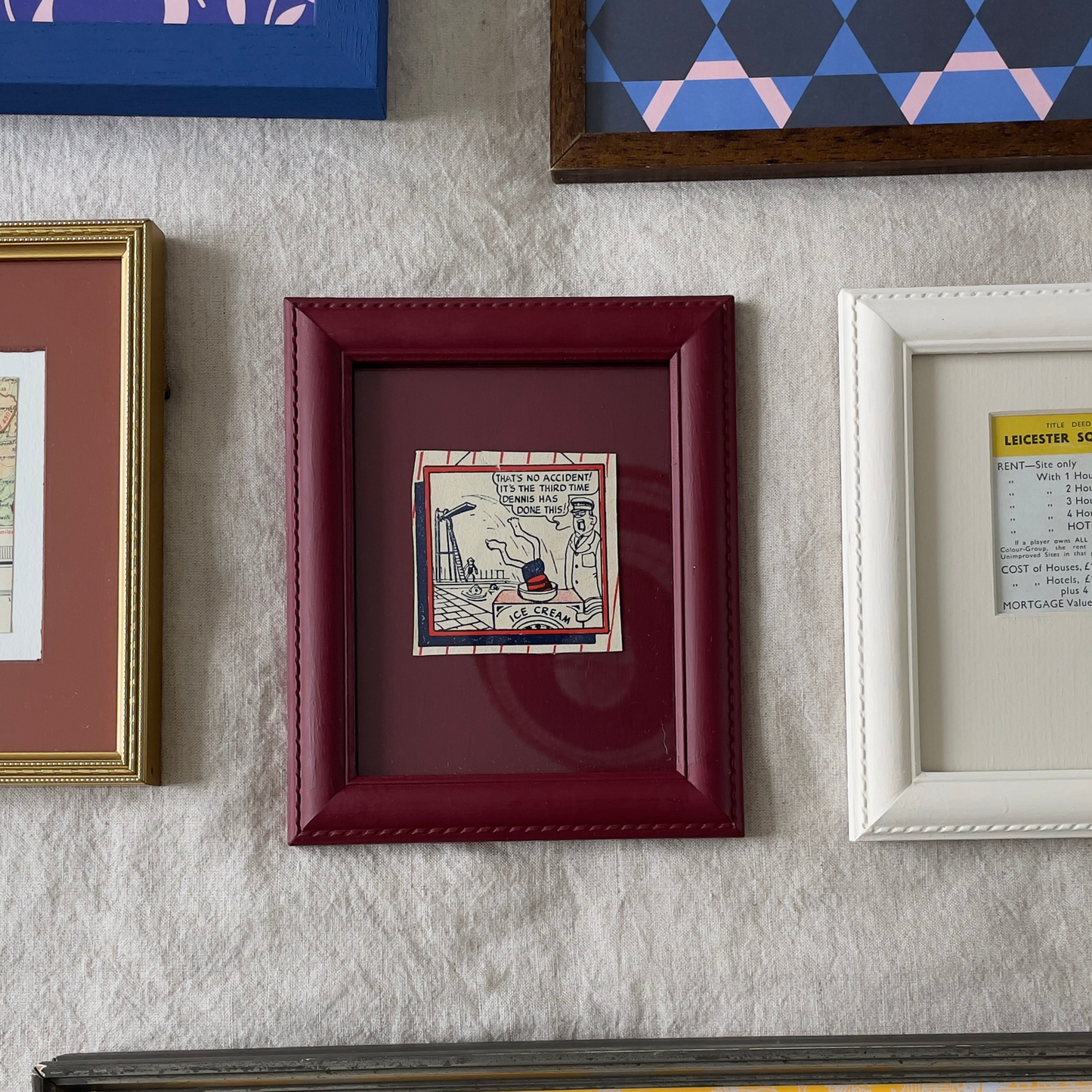 Ice Cream Emergency | Framed Vintage Comic Panel on Burgundy Mount