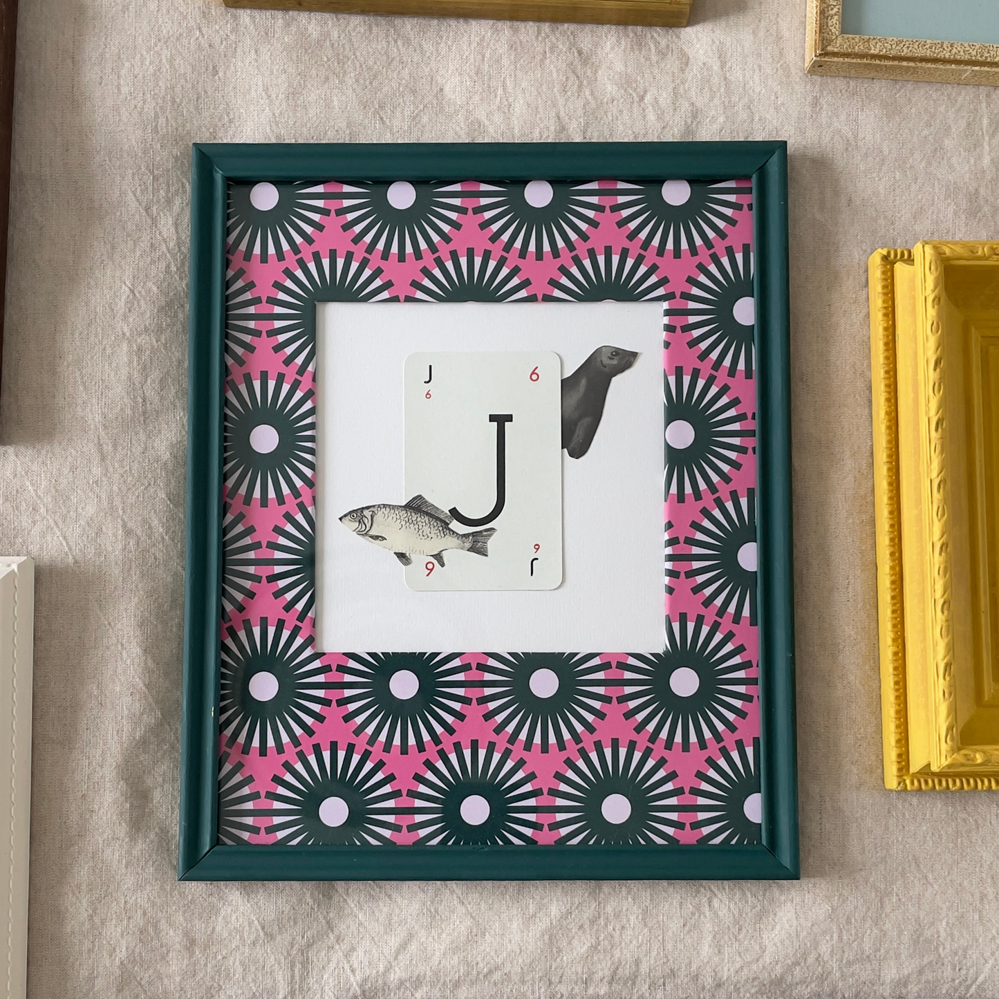 Jazzy J | Framed Vintage Card Collage on Graphic Mount