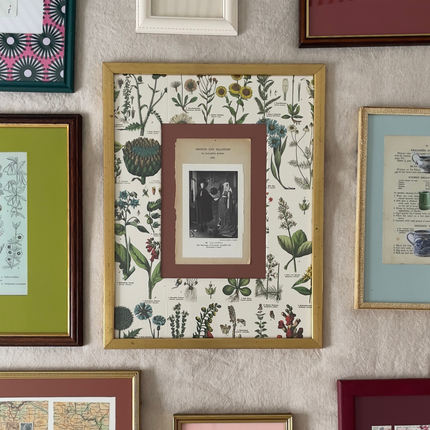 Friends, Flowers & Awkward Silences | Framed Vintage Print on Botanical Mount