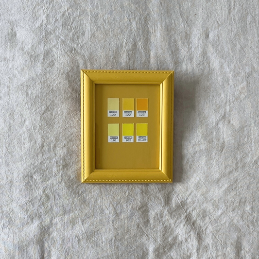 Yellows, Organised | Framed Vintage Pantone Chips on Yellow Mount