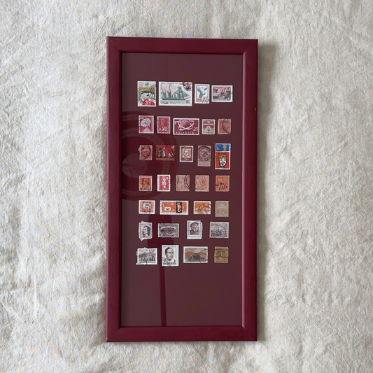 Postmark Parade | Framed Vintage Stamp Grid on Painted Mount