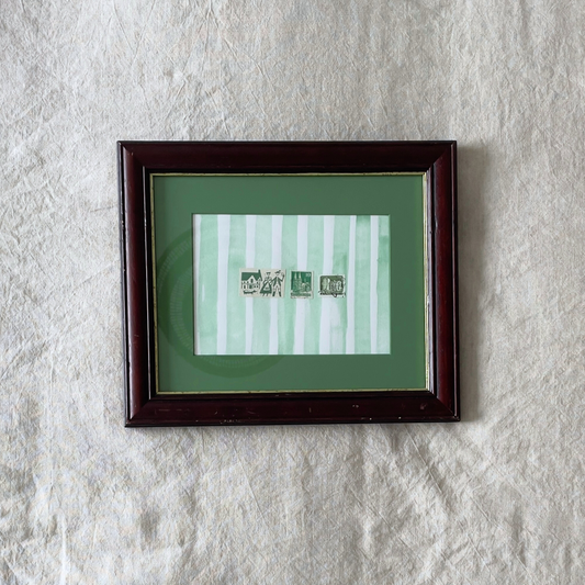 Weird Little Postcards | Framed Vintage Stamp Collage on Hand-Painted Mount